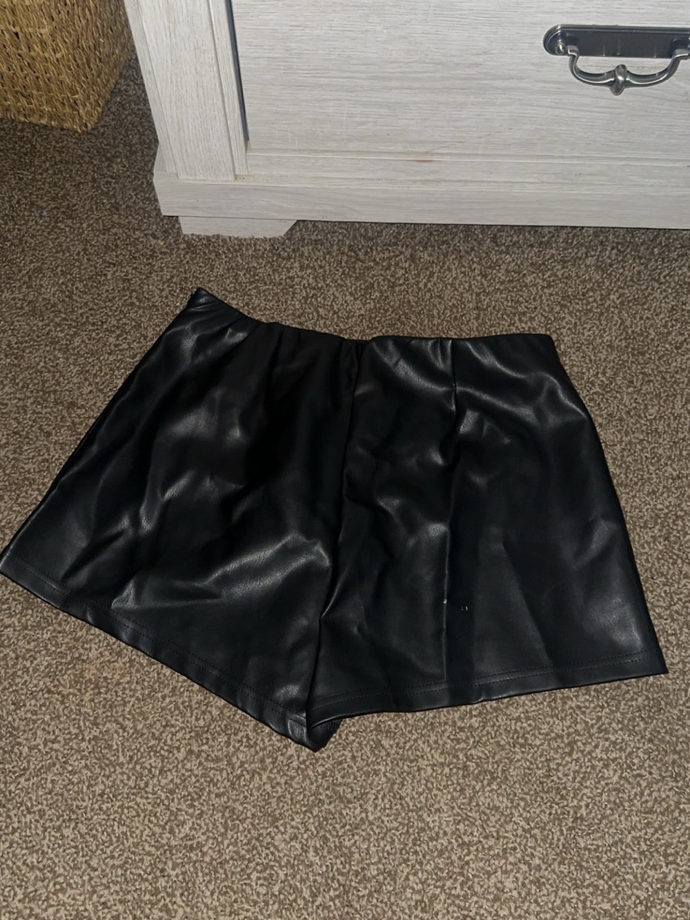Black Faux Leather Shorts